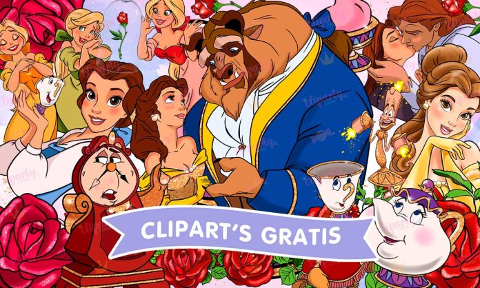 Cliparts, Princesas, Bella y Bestia, personajes, glitter