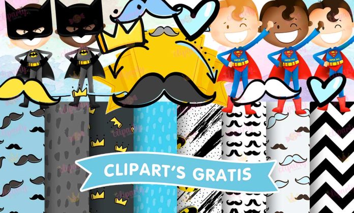 Cliparts, Papa, superheroes, bigotes, papeles