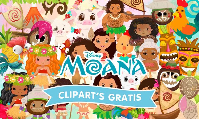 Cliparts, Película, Moana, personajes, objetos