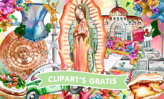 Cliparts, Mexico, Septiembre, watercolor