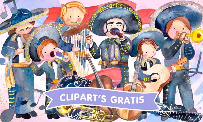 Cliparts, Profesiones, Mariachi, watercolor