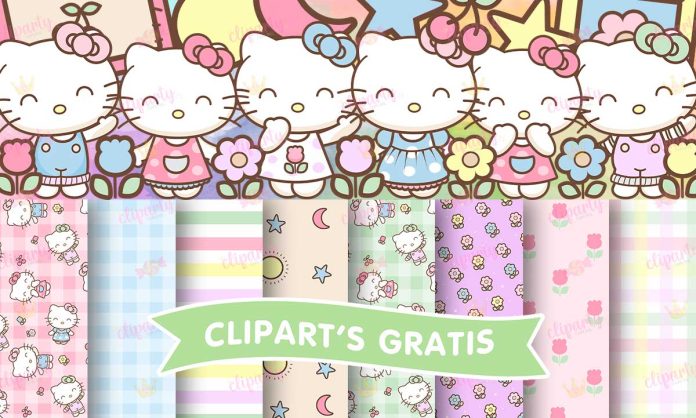 Cliparts, Caricaturas, Hello Kitty, objetos, papeles