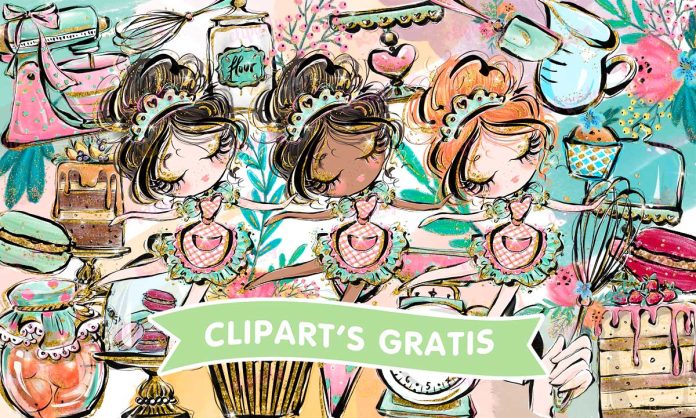 Cliparts, Profesiones, Repostera, objetos, glitter