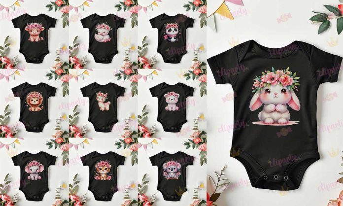 Cliparts, Animales Baby, safari, floral