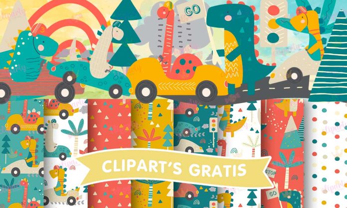 Cliparts, Animales, Dinosaurios, carros, papeles