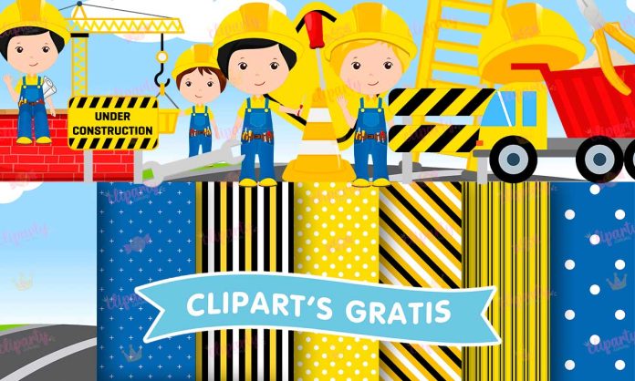 Cliparts, Ninos, Construccion, papeles