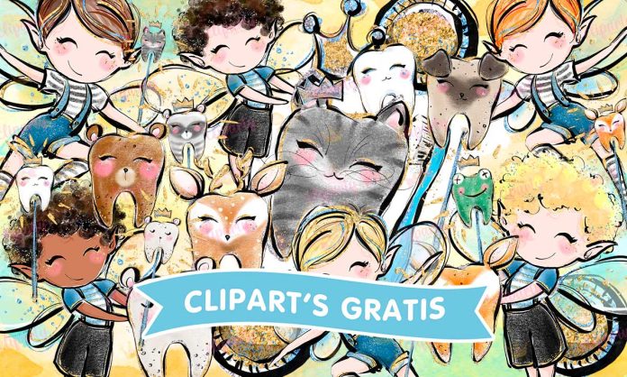 Cliparts, Hadas de los Dientes, ninos, animales, glitter