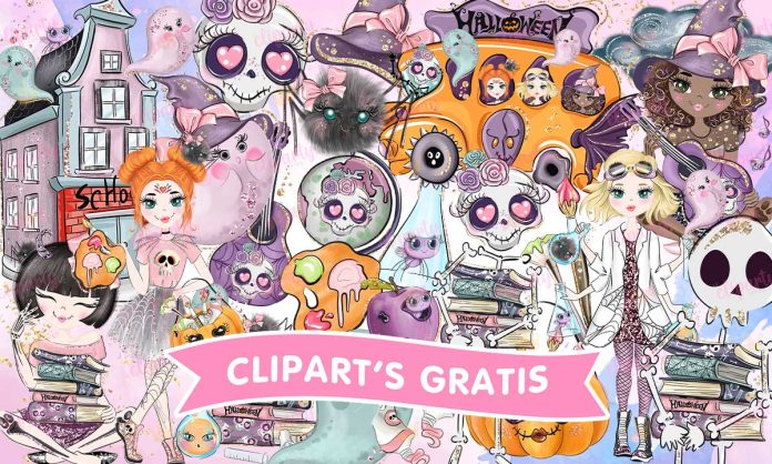 Cliparts, Halloween, regreso a clases, glitter