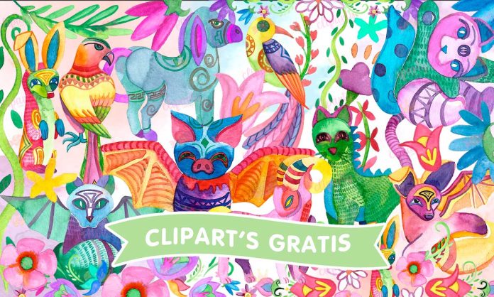 Cliparts, Mexico, alebrijes, floral, watercolor