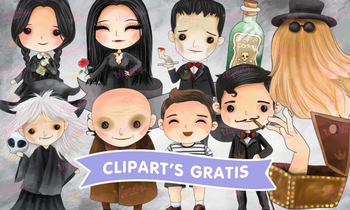 Cliparts, Peliculas, los locos Addams, watercolor