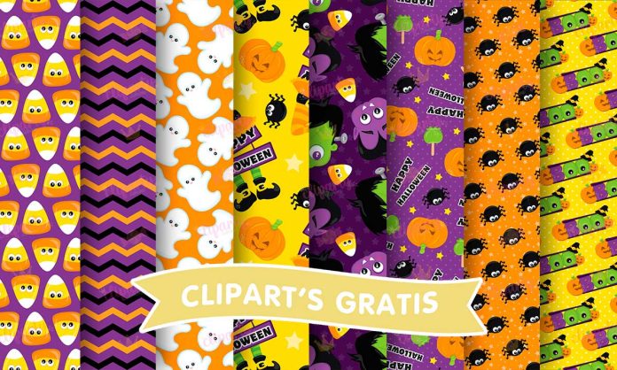 Papeles, Halloween, patrones, calabazas, dulces