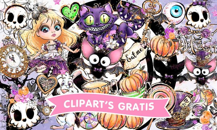 Cliparts, Halloween, Peliculas, Alicia, personajes, glitter