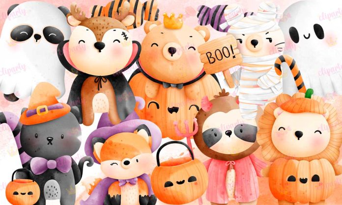 Cliparts, Halloween, Animales, cute, watercolor