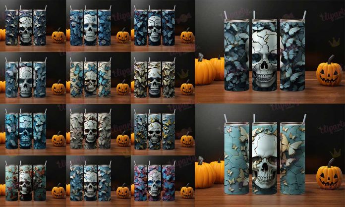 Plantillas, Halloween, mariposas, calaveras