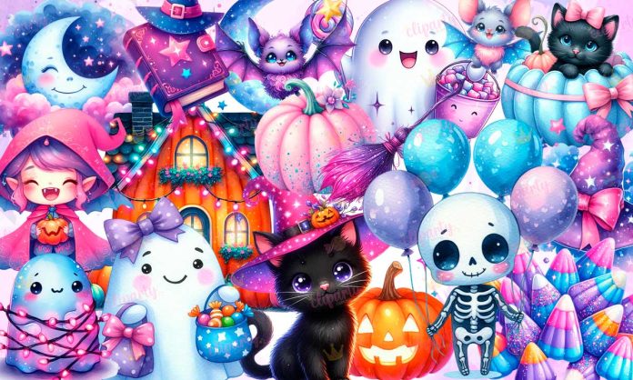 Cliparts, Halloween, cute, watercolor