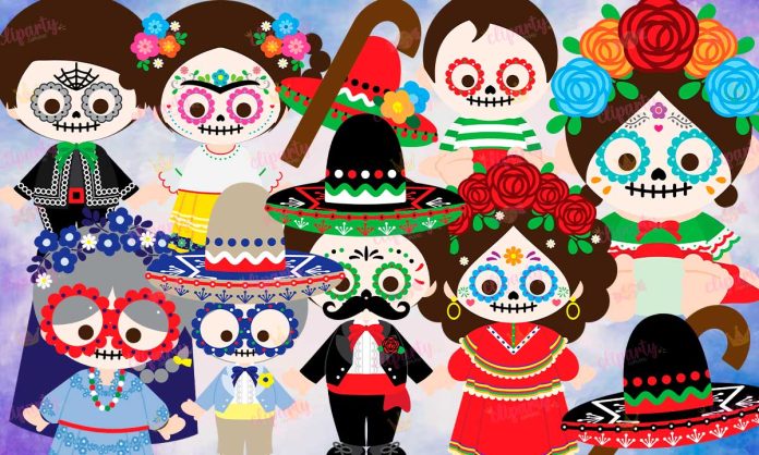 Cliparts, Dia de Muertos, ninos, disfraces