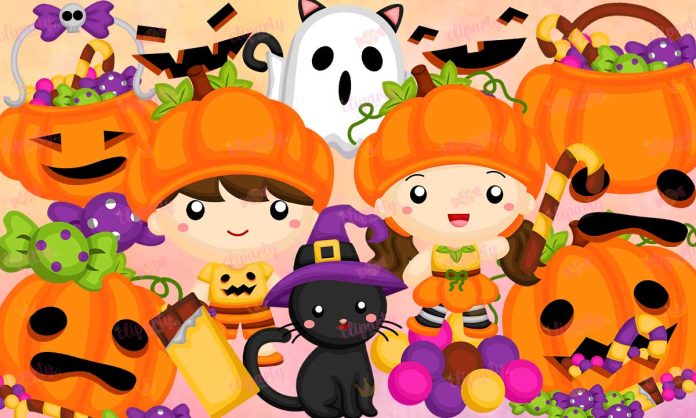 Cliparts, Halloween, calabazas, dulces, gatitos