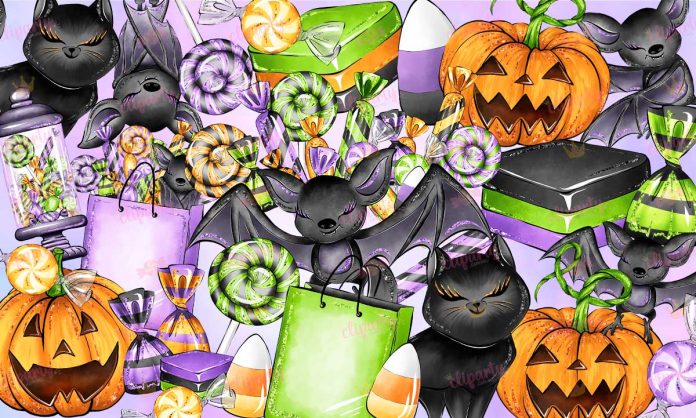 Cliparts, Halloween, dulces, murcielago, glitter