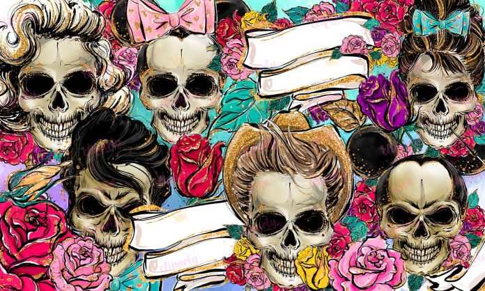 Cliparts, Calaveras, floral, glitter, papeles