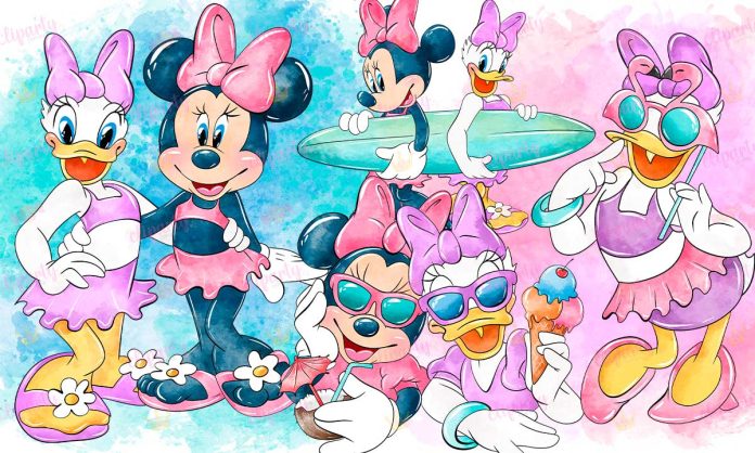 Cliparts, Caricaturas, Minnie y Daisy, watercolor