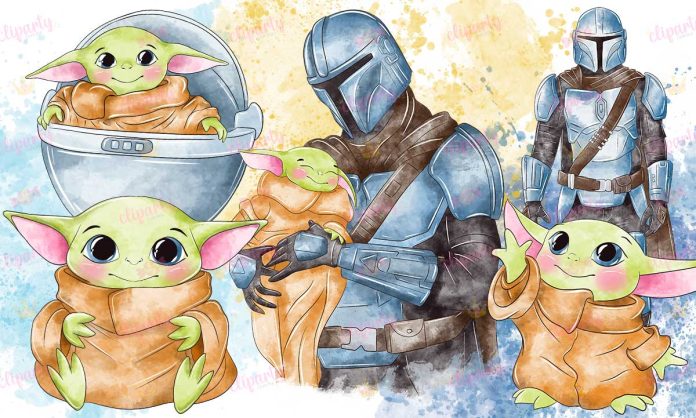 Cliparts, Series, The mandalorian, Grogu, watercolor